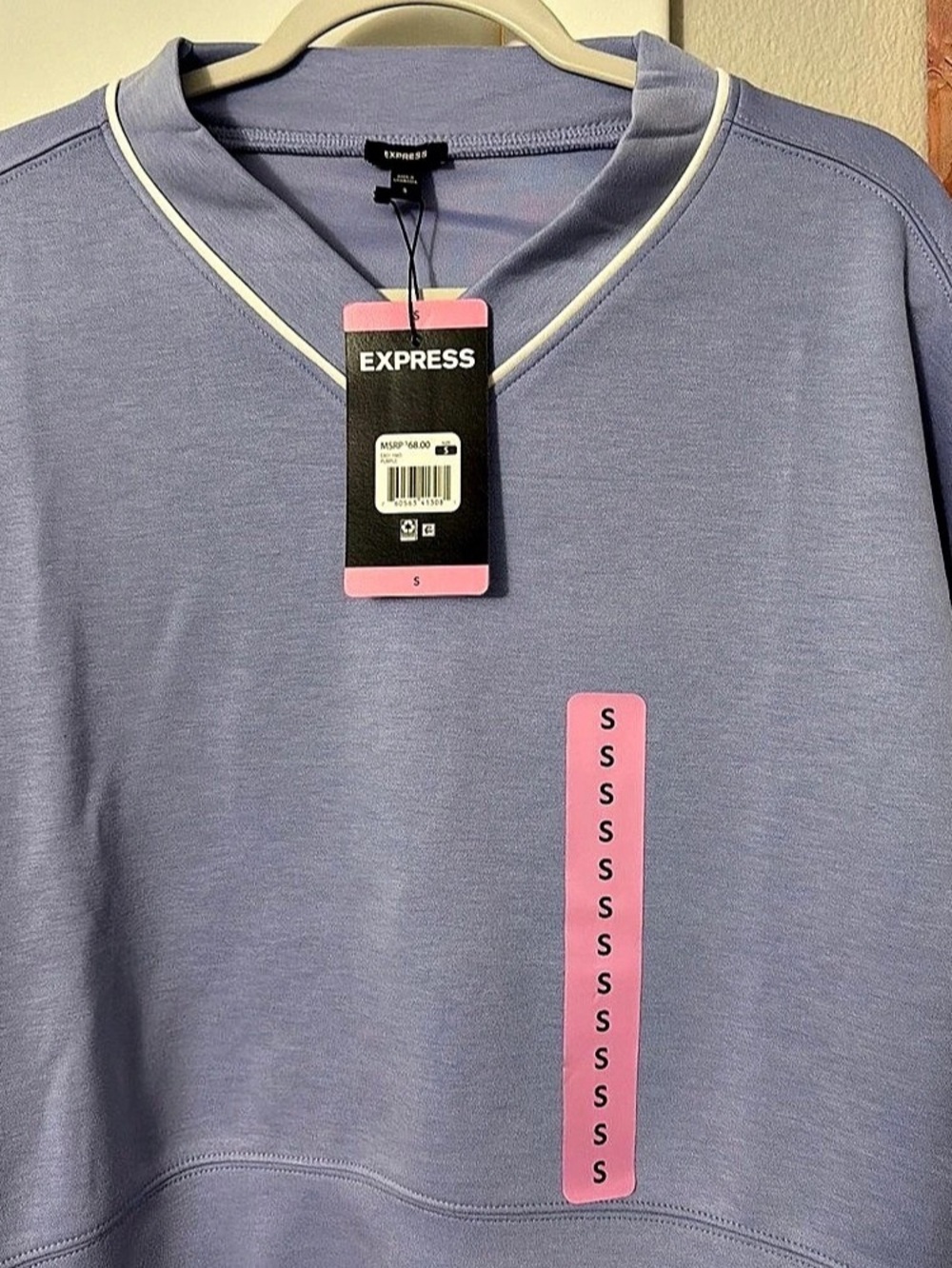 Express Soft Double Knit V-Neck Pullover Sweatshirt Purple Small